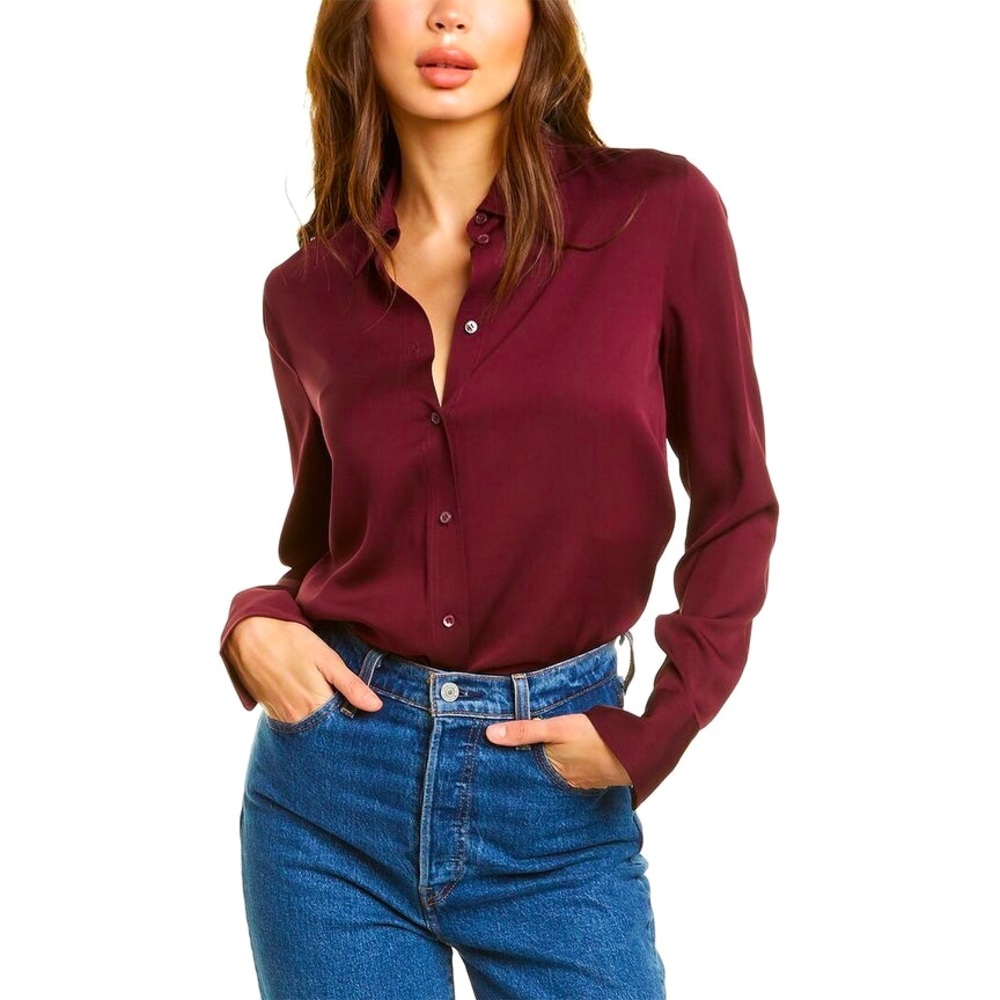 ‼️SOLD ‼️VINCE Slim Fitted Silk-Blend Blouse